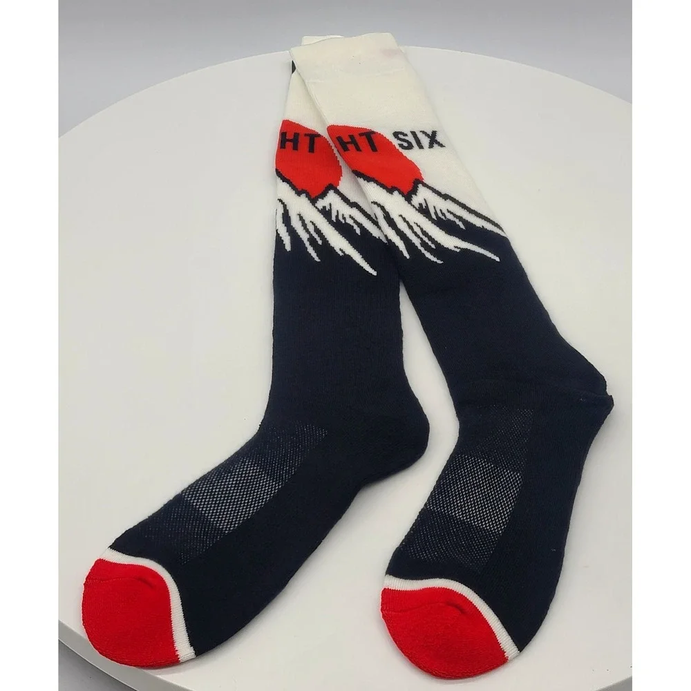 686 Sunrise Snowboard Ski Socks S/M Mountain Black White Red NWT